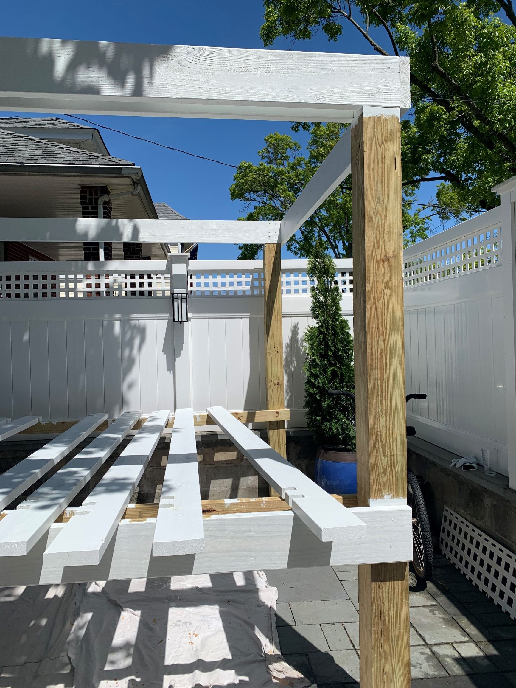 pergola retractable canopy kit on Backyard Makeover With Diy Pergola Houzewize